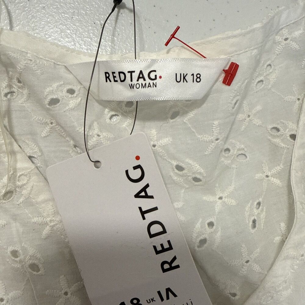 Redtag Maxi Dress‎ Womens 14 Eyelet Gingham Granny Cottagecore 90s - Picture 8 of 10